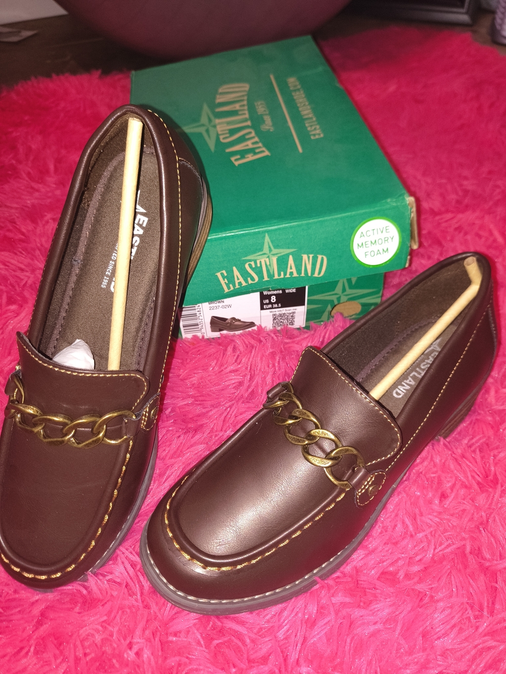 Eastland Brown Chain-Trim Leather Loafers